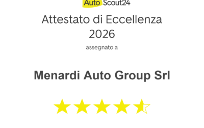Menardi Auto Group Cuneo 122 Menardi Auto Group si conferma Eccellenza AutoScout per l’anno 2026